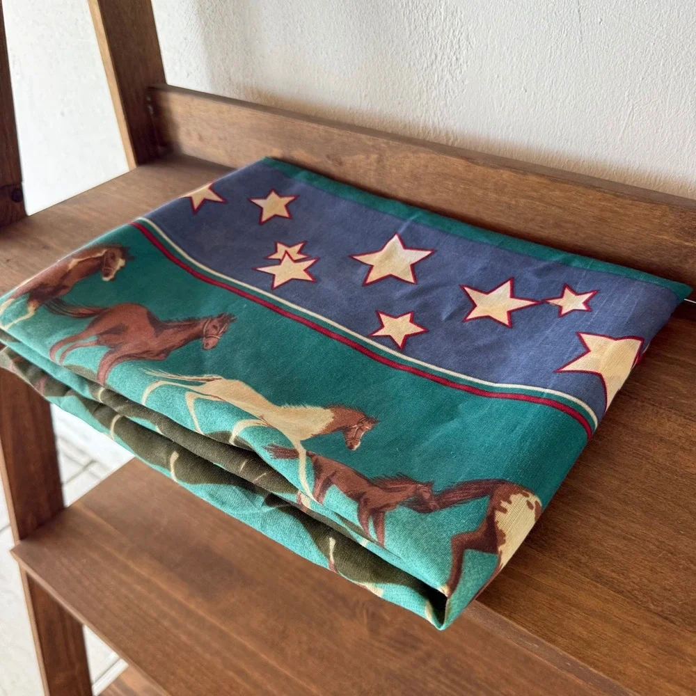 Western Horse Fabric 46x121 Southwestern Stars Cowboy Sewing Yardage
